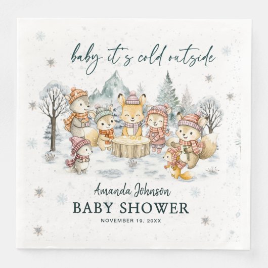 Baby Its Cold Outside Winter Woodland Baby Shower (正面)