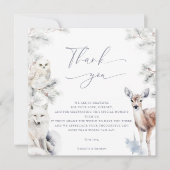 Baby It's Cold Outside Winter Woodland Baby Shower サンキューカード (正面)