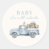 Baby It's Cold Outside Winter Woodland Baby Shower ラウンドシール (正面)