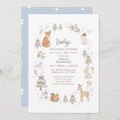 Baby It's Cold Outside Winter Woodland Baby Shower 招待状 (正面/裏面)