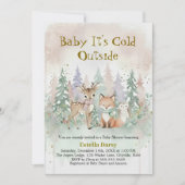 Baby It's Cold Outside Winter Woodland Baby Shower 招待状 (正面)
