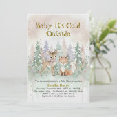 Baby It's Cold Outside Winter Woodland Baby Shower 招待状 (スタンド正面)