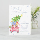 Baby It's Cold Outside Woodland Animal Baby Shower 招待状 (スタンド正面)