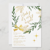 Baby It's Cosy Inside Winter Botanical Gold Shower 招待状 (正面)