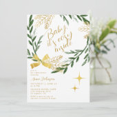 Baby It's Cosy Inside Winter Botanical Gold Shower 招待状 (スタンド正面)