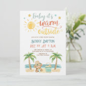 Baby it's Warm Outside Tropical Beach Baby Shower 招待状 (スタンド正面)