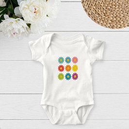 Baby Jersey Bodysuit with Happy Daisies - Retro ベビーボディスーツ