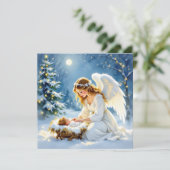 Baby Jesus and an Angel Christmas Poem シーズンカード (スタンド正面)