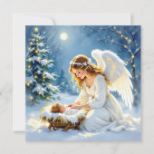 Baby Jesus and an Angel Christmas Poem シーズンカード (正面)