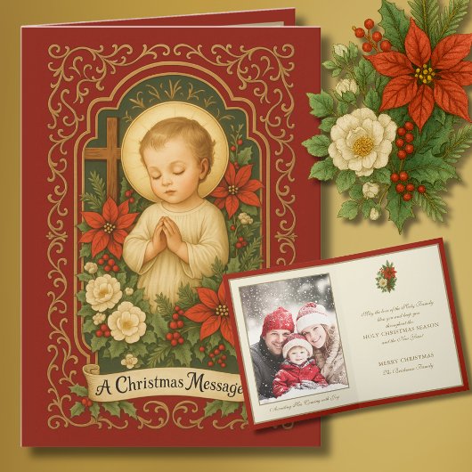 Baby Jesus Catholic Christmas Photo  シーズンカード