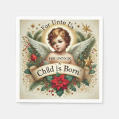Baby Jesus Christmas Scripture Verse Découpage スタンダードカクテルナプキン (正面)