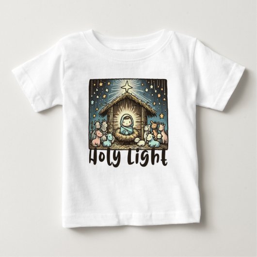 Baby Jesus : Holy Light: Sacred Light ベビーTシャツ (正面)