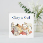 Baby Jesus in a manger with lambs Glory to God シーズンカード (スタンド正面)