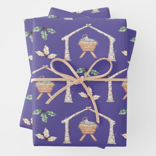 Baby Jesus in Manger ラッピングペーパーシート (インサイチュ)