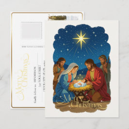 Baby Jesus in the Manger Nativity Scene Your Photo シーズンポストカード