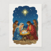 Baby Jesus in the Manger Nativity Scene Your Photo シーズンポストカード (正面)