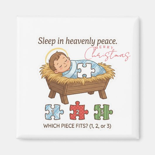 Baby Jesus Jigsaw Puzzle Pattern Game Magnet マグネット (正面)