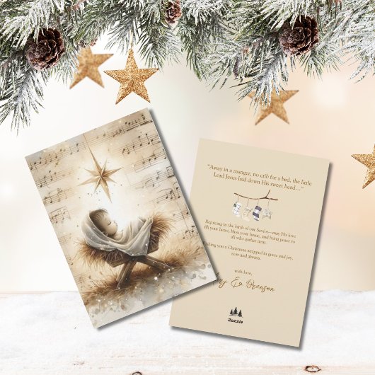 Baby Jesus Non Photo Watercolor Christmas シーズンカード