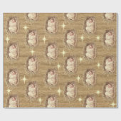 Baby Jesus Watercolor Manger Hay ラッピングペーパー (フラット)