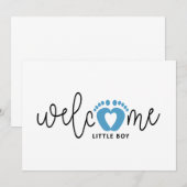 Baby jongen is geboren. geboortekaartjes. kaart (正面/裏面)