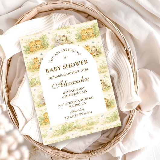 Baby Jungle Animals Baby Shower 招待状