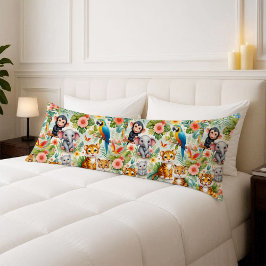 Baby Jungle Animals Tropical Body Pillow Cover ボディピロー