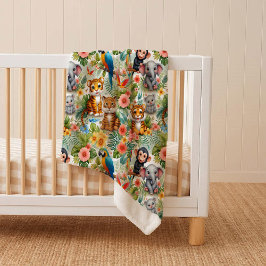Baby Jungle Animals Tropical Cozy Sherpa Blanket シェルパブランケット