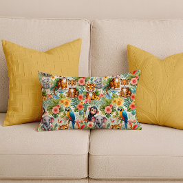 Baby Jungle Animals Tropical Lumbar Pillow ランバークッション