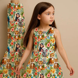 Baby Jungle Animals Tropical Nursery Fabric Print ファブリック