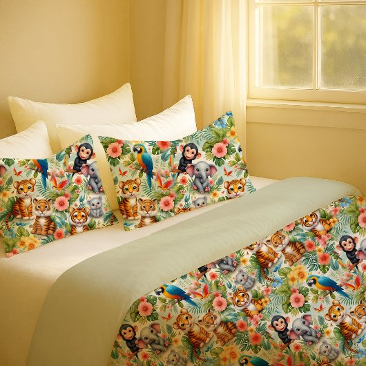 Baby Jungle Animals Tropical Nursery Pillowcase 枕カバー