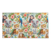 Baby Jungle Animals Tropical Nursery Pillowcase 枕カバー (裏面-左)