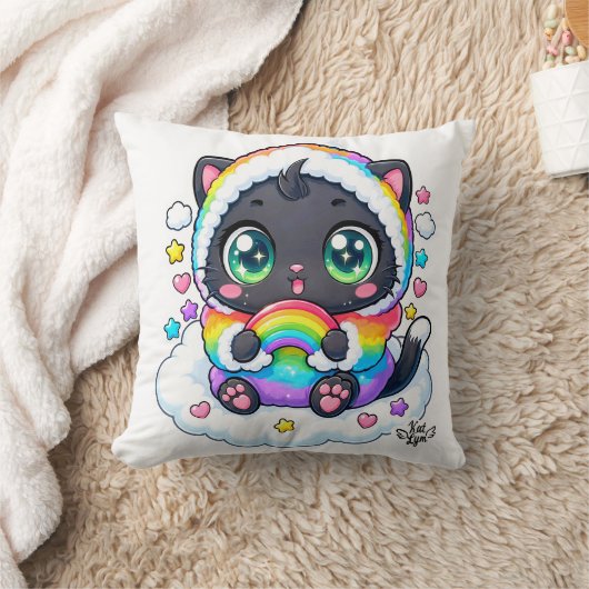 Baby Kat Lym Cute Rainbow Cat クッション (ブランケット)