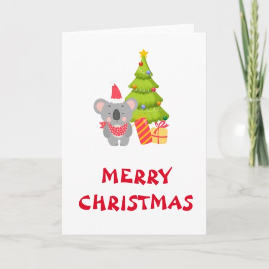 Baby Koala Christmas Folded Greeting Card カード (正面)