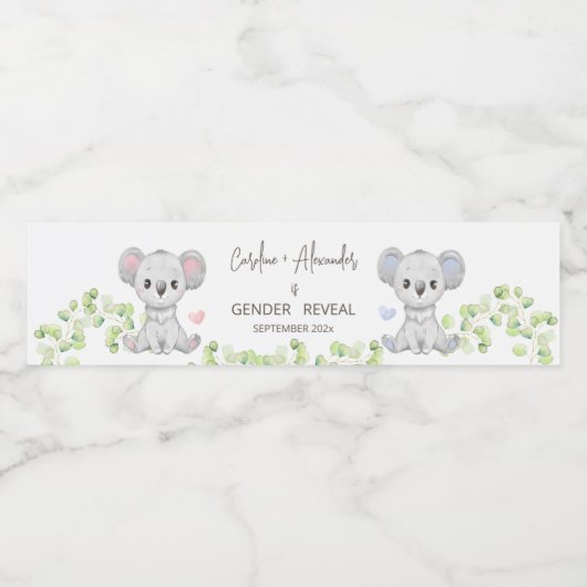 Baby Koala Gender Reveal Party Water Labels.  ペットボトルラベル (シングルラベル)