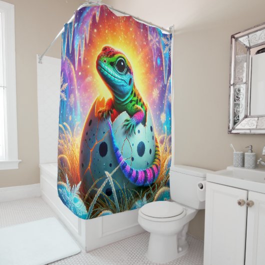 Baby Lizard Hatching シャワーカーテン (インサイチュ)