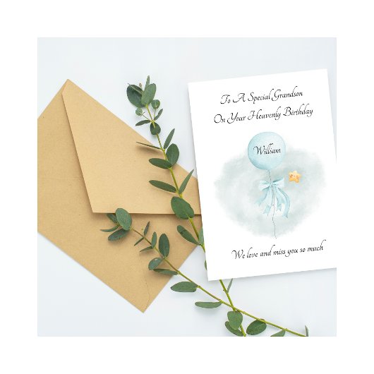 Baby Loss Blue Balloon Remembrance Birthday Card カード