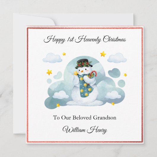 Baby Loss Boy Cloud Snowman Christmas Card  シーズンカード (正面)