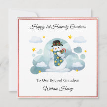 Baby Loss Boy Cloud Snowman Christmas Card 