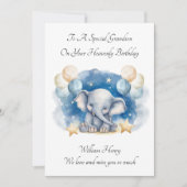 Baby Loss Boy Elephant Birthday Remembrance Card カード (正面)