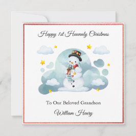 Baby Loss Boy Hat Snowman Christmas Card シーズンカード