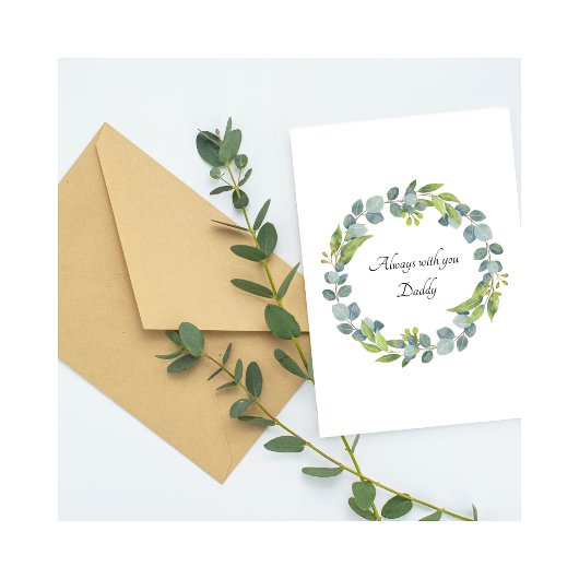 Baby Loss Daddy Birthday Leaf Wreath Card カード