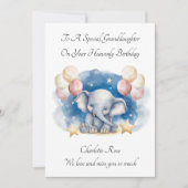 Baby Loss Girl Elephant Birthday Remembrance Card カード (正面)