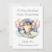 Baby Loss Girl Giraffe Birthday Remembrance Card カード (正面)