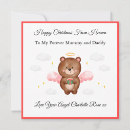 Baby Loss Girl Mom Dad Angel Bear Christmas Card  シーズンカード