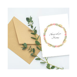 Baby Loss Mummy Birthday Feather Wreath Card カード