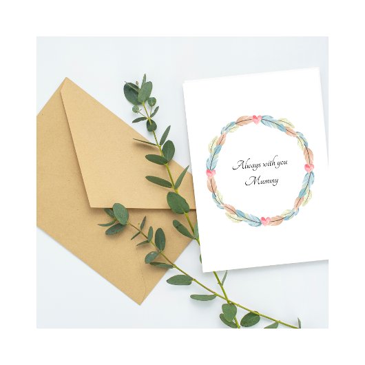 Baby Loss Mummy Birthday Feather Wreath Card カード