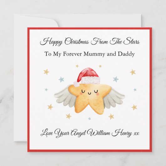 Baby Loss Mummy Daddy Angel Star Christmas Card  シーズンカード (正面)