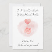 Baby Loss Pink Booties Remembrance Birthday Card カード (正面)