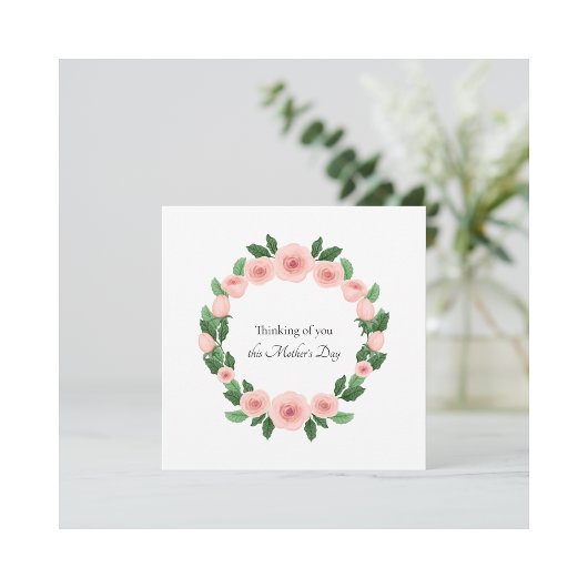 Baby Loss Pink Rose Wreath Mother's Day Card カード
