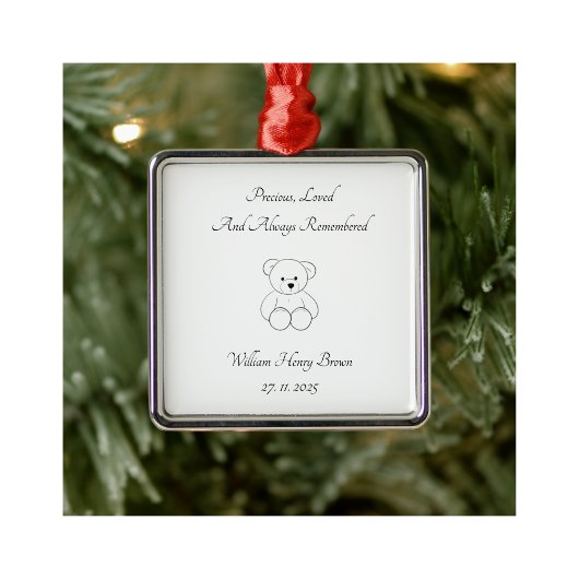 Baby Loss Teddy Bear Memorial Tree Decoration メタルオーナメント